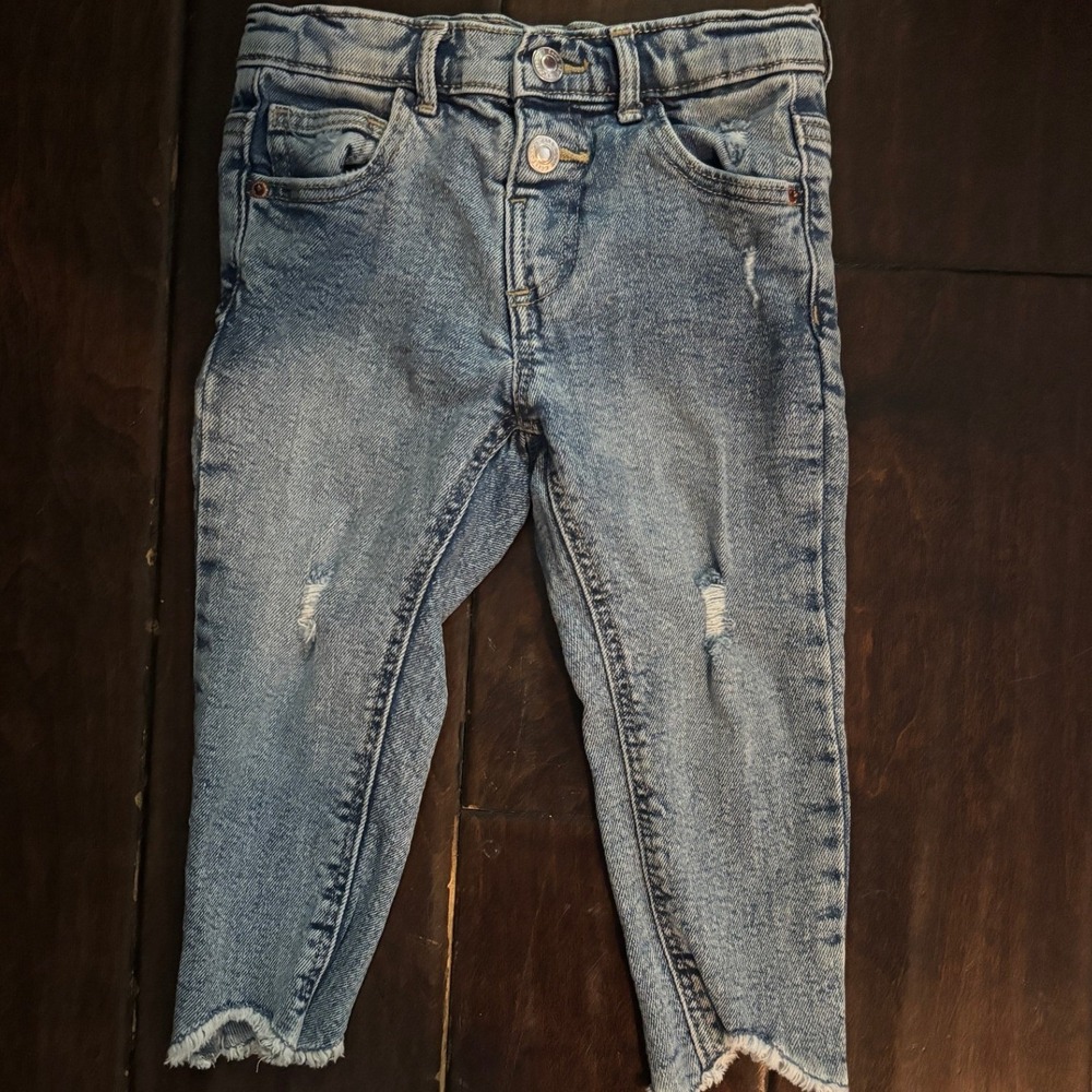 Zara Baby Boys Distressed Jeans‎ Medium Wash Frayed Hem 12-18 Months